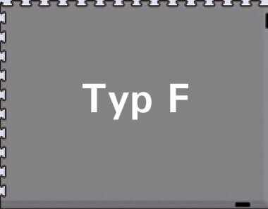 The image displays a gray-background rectangle with the white text "Type F" in the center. The border is simple and features a jagged line.