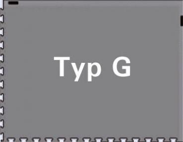 The image shows a gray area with the inscription "Type G" in large, white letters. The border is edged with a jagged line. It has a simple, neutral design.