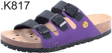 Pantolette, Dreischnaller ESD lila/schwarz