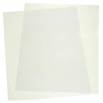 The image shows two transparent sheet protectors, one lying open and the other slightly overlapping. They are made of thin, flexible plastic and allow for the storage of documents.