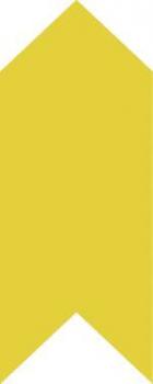 The image shows a large, downward-pointing yellow arrow or pennant shape. The tip is narrow and the lower part widens. The background is empty.