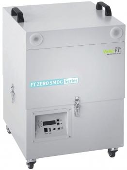 The image displays a rectangular, gray device with two handles on top and wheels. It features a control panel on the front with buttons and displays, and the logo 