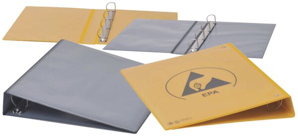 The image shows a black folder with an orange triangle symbol and the label 