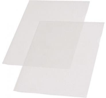 The image shows two transparent, thin sheets. The sheets are rectangular and slightly overlapping, with a smooth surface and no visible labeling or patterns.