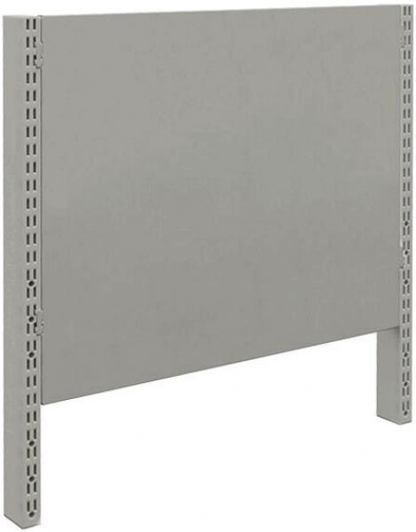 The image displays a gray, rectangular wall panel with no distinctive patterns. It is mounted on two vertical supports that are perforated to allow for installation.