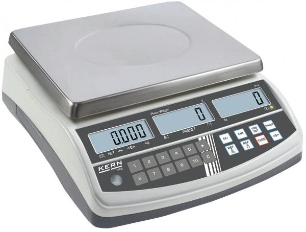 The image displays a digital scale with a flat, round platform. It features multiple displays and buttons on a dark and light surface to accurately show and adjust weights.