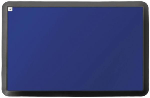 The image displays a flat, rectangular screen with a flush, black frame. The screen features a uniform, deep blue color field with no visible content or text.