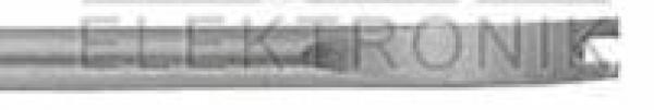 The image shows a long, narrow object with a slightly curved edge on the left side. Below it, in capital letters, is the word "ELECTRONICS".