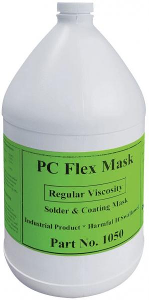 Das Bild zeigt einen großen, weißen Kunststoffbehälter mit einem grünen Etikett. Auf dem Etikett steht ?PC Flex Mask? und ?Regelmäßige Viskosität?. Es ist ein industrielles Produkt.
