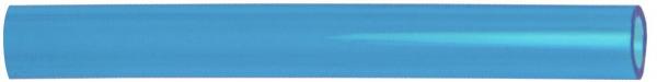 The image shows a long, cylindrical object in a bold, shiny blue. The surface is smooth and reflects light easily, creating a vibrant shine.