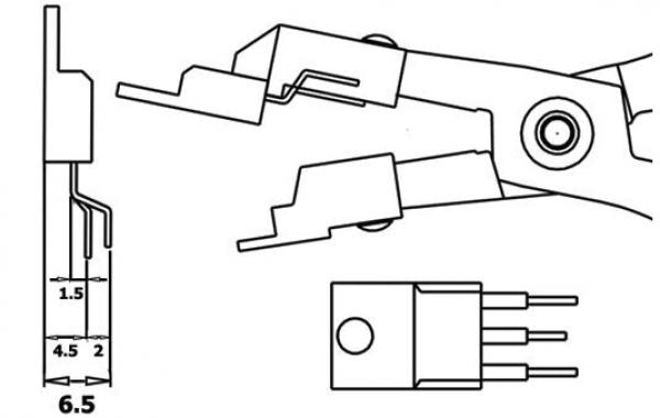 The image displays technical drawings of a connector. There are multiple views, including a top view and side views, with dimensions for each part.