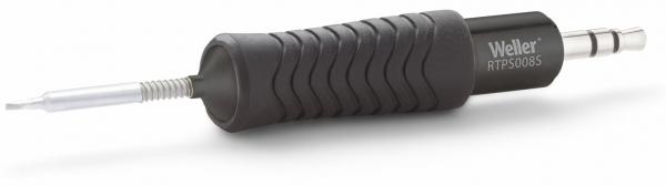 It is a slim, handy tool with a rubberized grip that has grooves for better hold. At one end, there is a thin, metallic tip.