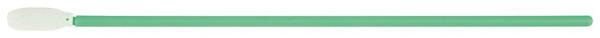 The image shows a long, slender green rod with a round, white end. The rod is smooth and uniform, the end has a gentle, rounded shape.