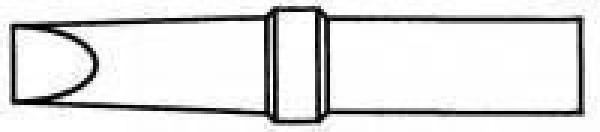 The image shows a long, narrow object with a rounded tip and a ring-shaped element in the middle. It tapers towards the end.