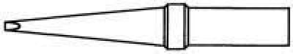 The image shows a graphically depicted pen. It has a pointed, shaped tip and a round grip with a narrow section in the middle. The pen is simple and schematic.