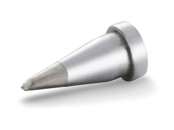 The image shows a metallic pointed cone that is wider at the base and tapers towards the top. The surface is shiny and reflects light, giving it a smooth appearance.