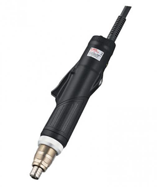 The image shows a black power tool with a handle and a hose connection. It has a sturdy, ergonomic handle and a metal nozzle at the tip.