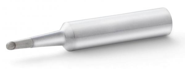 The image shows a silver pen with a round, rounded tip. The pen has a plain, metallic surface and is cylindrically shaped.