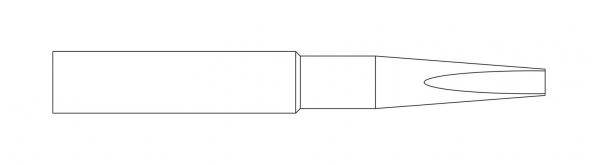 The image shows an elongated, narrow object with a wide base that tapers to a point at the front. The surface is smooth and monochromatic, without visible details.