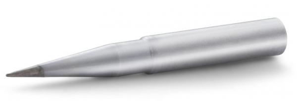 Das Bild zeigt einen silbernen, spitzen Schreibgerät. Es hat eine schlanke Form, die an einen Bleistift erinnert, und ist aus Metall gefertigt. Die Spitze ist sehr schmal und leicht abgerundet.