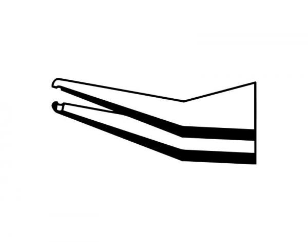 The image displays a simple, graphic representation of a pair of pliers. It features two long, pointed plier arms that come together for gripping. The style is minimalist.