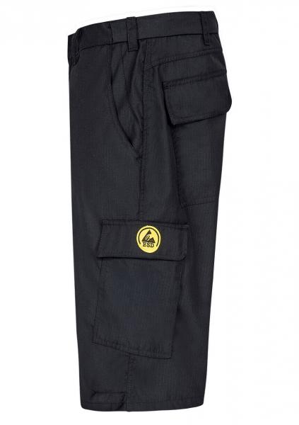 The image shows a black cargo pants. It features side pockets, a relaxed fit, and a simple, functional style. The fabric appears durable and comfortable.