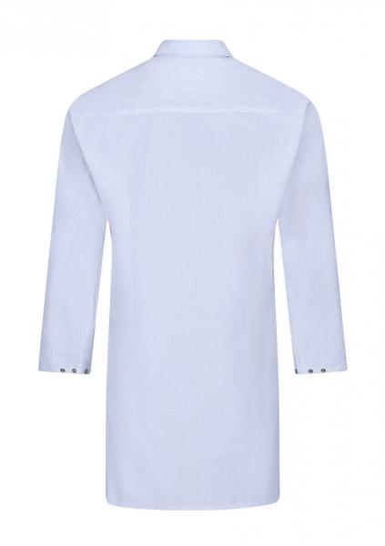The image shows a long-sleeved, light blue shirt from the back. It has a classic collar and three buttons on the sleeves. The surface appears smooth and solid-colored.