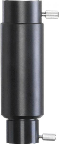 The image shows a cylindrical, black object with two lateral screws. It has a flat surface at the ends. It could be a part of a technical device.