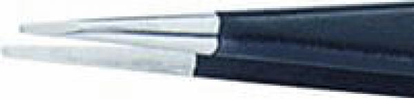 The image shows the tips of two tools. They are narrow and metallic, with a black handle. The shapes are straight and taper to a point, ideal for precise tasks.