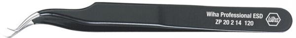 The image shows a sharp, black tweezer with a curved tip. On the side, it reads "Wite Professional ESO" along with some numbers. It appears precise and professional.