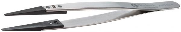 The image shows an aluminum pliers with two long, pointed arms. The pliers have a metallic surface and black rubber grips at the tips for better grip.