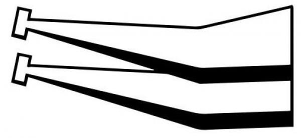 The image shows two converging lines that resemble the casing of binoculars. At the top are the round ends, while the lines widen downwards and come together.
