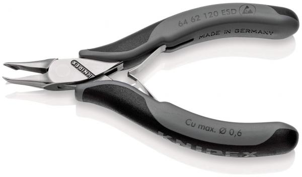 The image shows a small, double-ended closed pliers with narrow, rounded tips. The handles are black with a non-slip surface. On one of the handles is "MADE IN GERMANY".