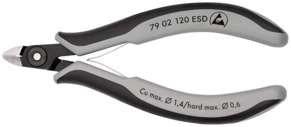 The image displays a precise, handy diagonal cutter with a gray and black handle. The cutting edge is sharp and suitable for delicate cutting tasks in electrical engineering.