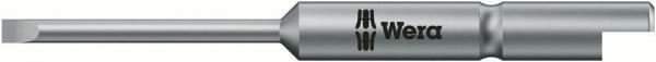 The image shows a silver screwdriver bit with a wide, flat tip. The head features the logo "Wera". The bit has an elongated shape with medium thickness.