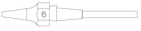 The image shows a long, pointed object with a wider, rounded head. In the middle, the number "6" is engraved. The handle is narrow and straight. It appears to be a tip or a tool.
