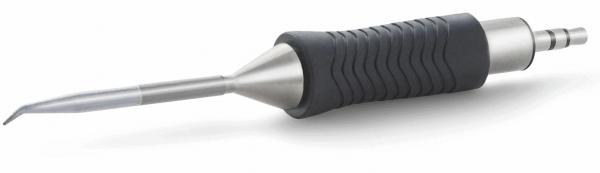 The image shows a tool with a long, pointed, metallic end and an ergonomic, rubberized handle. The handle has a textured surface for improved grip.