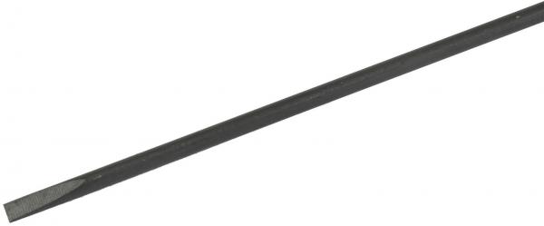The image shows a long, narrow flathead screwdriver. It is black and has a straight shape, suitable for driving flat screws.