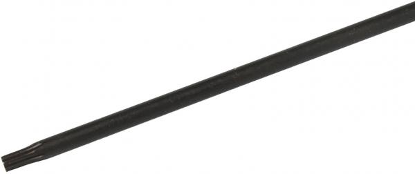 Das Bild zeigt einen langen, schmalen Stab in Schwarz mit einer leicht aufgerauten Oberfläche. Der Stab hat eine flache Spitze, die in mehrere parallele Kanten übergeht.