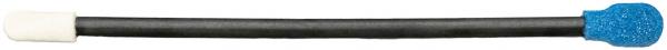 The image shows a long, black hose with two different ends: one is white and the other blue. The surfaces have different textures.