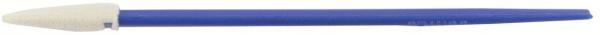 Auf dem Bild ist ein langer, blauer Stift mit einer weißen Kappe an einem Ende zu sehen. Der Stift hat eine schlanke Form und eine spitze Spitze zum Schreiben.