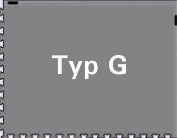 The image shows a gray area with the inscription "Type G" in large, white letters. The border is edged with a jagged line. It has a simple, neutral design.