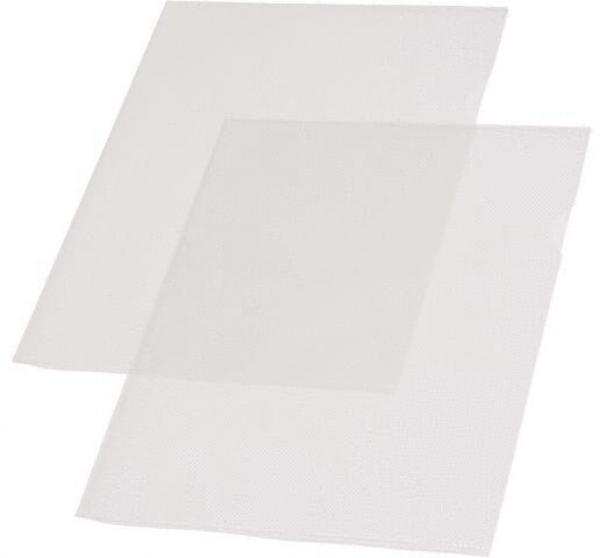 The image shows two transparent, thin sheets. The sheets are rectangular and slightly overlapping, with a smooth surface and no visible labeling or patterns.