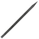 Preview: The image shows a long, thin, oval object that tapers to a point at the end. It is black and has a flat, straight side with an embossing.