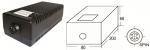 Preview: The image displays a black, rectangular device with a ribbed surface and a connector socket. To the right, there is a technical drawing showing dimensions and a 6-pin plug.
