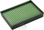 Preview: The image displays a rectangular, flat box with a green, dimpled surface. The dimples are evenly distributed and assist in securing objects. The box has a black border.