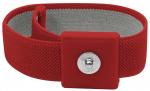 Preview: Es handelt sich um ein flexibles, rotes Armband mit einem breiten, glatten Teil in der Mitte. Die Innenseite ist grau und hat eine strukturierte Oberfläche. Ein Metallknopf ist sichtbar.