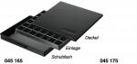 Preview: The image shows a black storage box with a lid. Below it is an insert with compartments and a drawer for additional storage space.