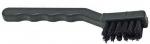 Preview: The image shows a black wire brush with an ergonomically shaped handle. The bristles are stiff and densely arranged, ideal for cleaning surfaces or materials.