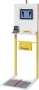 Preview: The image shows a device with a screen, telephone, and keypad. Below is an area with two red lines. It is encased in a sturdy, yellow frame.